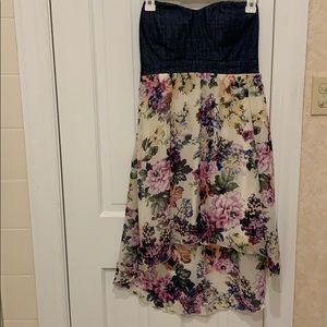 Jean Top Floral High Low Dress
